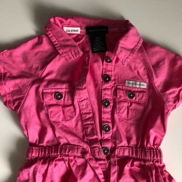 18M Girls: Pink Calvin Klein Jeans Romper - Picture 2 of 4
